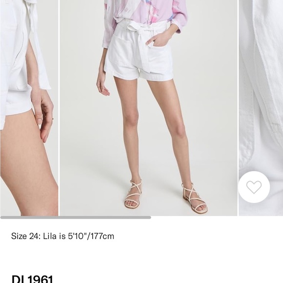 DL1961 Camile paperback shorts in white size 25 - Picture 3 of 6